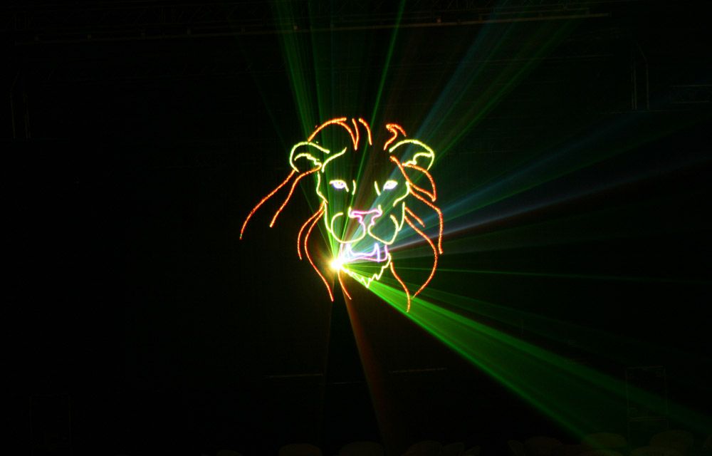 Projection of a lion in laser