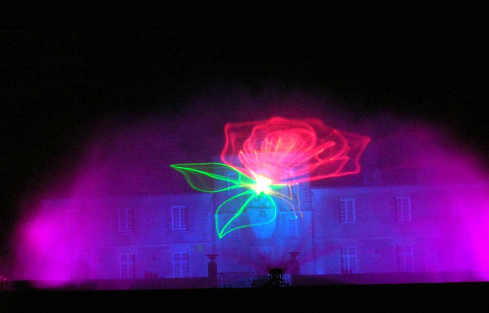 Photo of a rose projected on a screen of water
