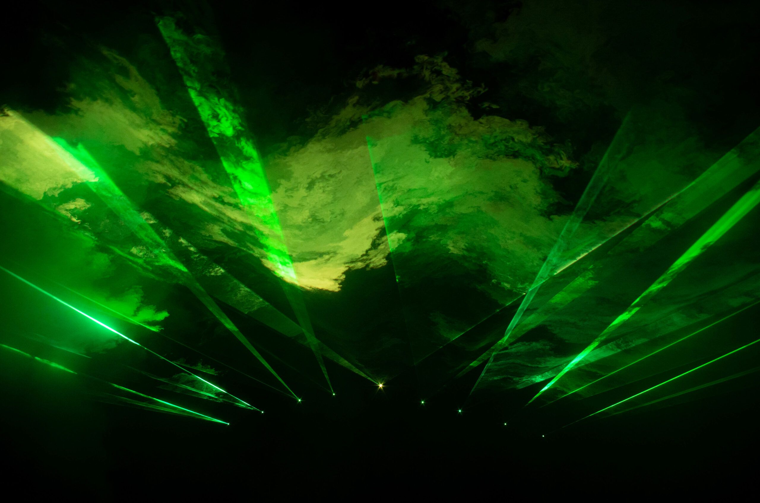 Eco-friendly laser show showing northern Lights