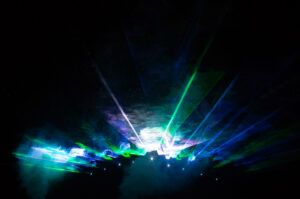 Blue and green laser show