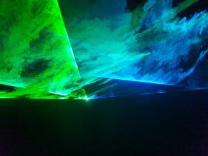 Photo of smoke with green and blue colors