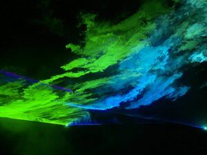 Photo of smoke with green and blue colors