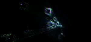 Europe Évènement - Projection d'un carré vert et violet en hologramme laser