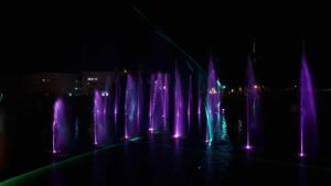 Europe Évènement - Dancing purple fountains - Inauguration of the tramway lines - Angers 2023